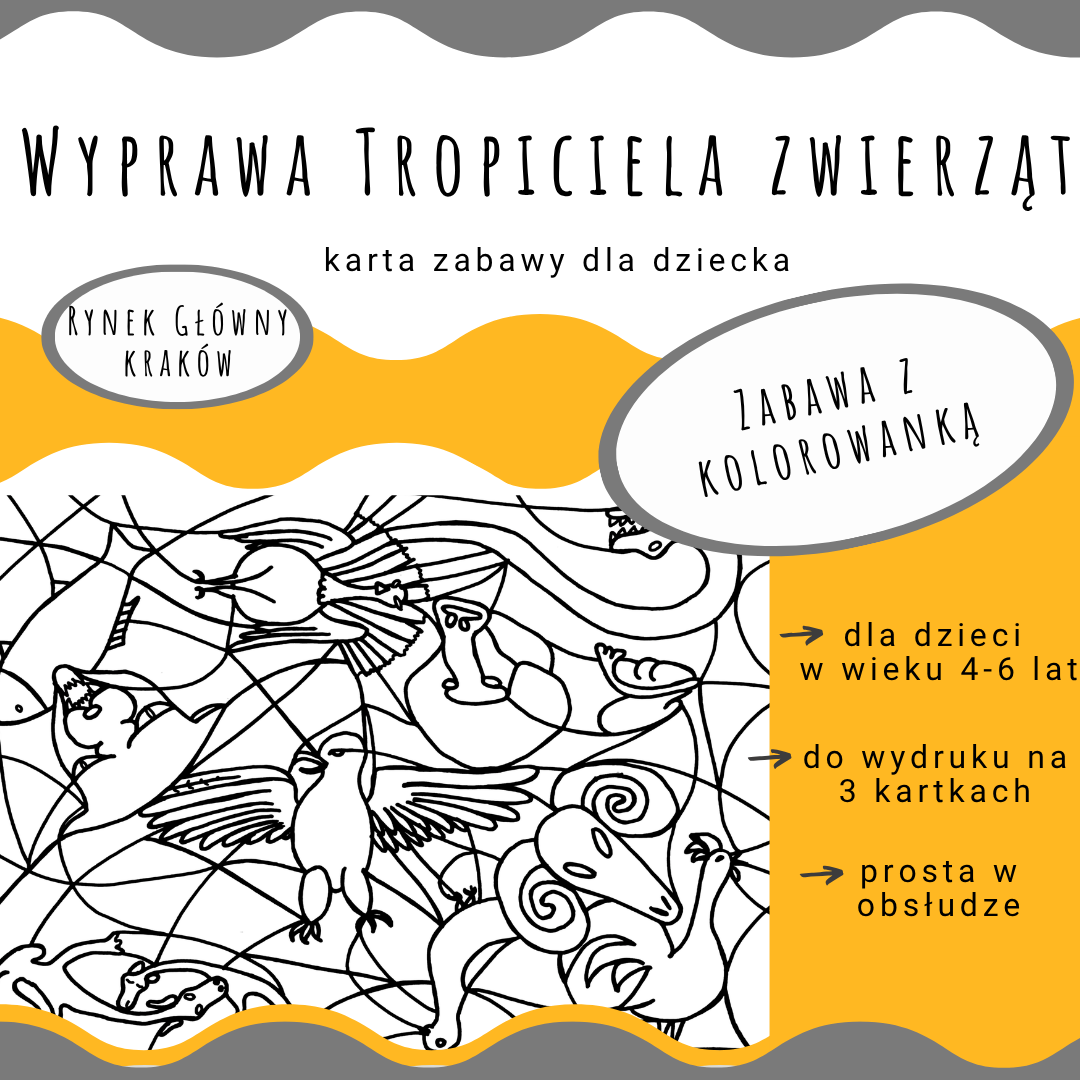 Karta Zabawy „Wyprawa Tropiciela Zwierząt” – spacer po Rynku Głównym w Krakowie z dzieckiem
